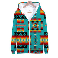 Blue Native Tribes Pattern Native American All Over Hoodie LT10 - Wonder Print Shop