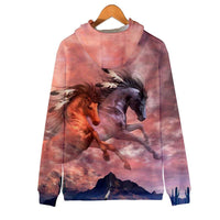 Running Horses Cloudy Native American All Over Hoodie LT10 - Wonder Print Shop