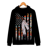 Native American Flag Feather All Over Hoodie LT10 - Wonder Print Shop