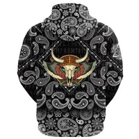 Viking Hoodie Yak Skull and Equipment with Bandana Paisley Style RLT12 - Wonder Print Shop