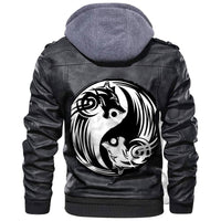 Viking Yin and Yang Wolf Swallowing Of The Sun Leather Jacket RLT12 - Wonder Print Shop