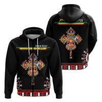 Custom Ethiopia Zip Hoodie Ethiopian Cross LT13 - Wonder Print Shop