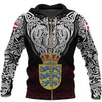 Viking Zip Hoodie - Denmark Viking Symbol RLT12 - Wonder Print Shop