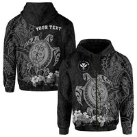 Custom Hawaii Polynesian Zip Hoodie Gray Sea Turtles Hawaiian LT13 - Wonder Print Shop