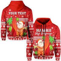 Custom Mele Kalikimaka Zip Hoodie Santa Claus Hawaii Christmas LT13 - Wonder Print Shop