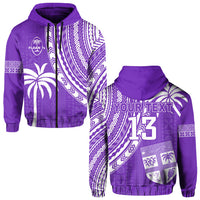 Custom Text and Number Fiji Rugby Sevens Hoodie Fijian 7s Tapa Polynesian Purple LT13 - Wonder Print Shop