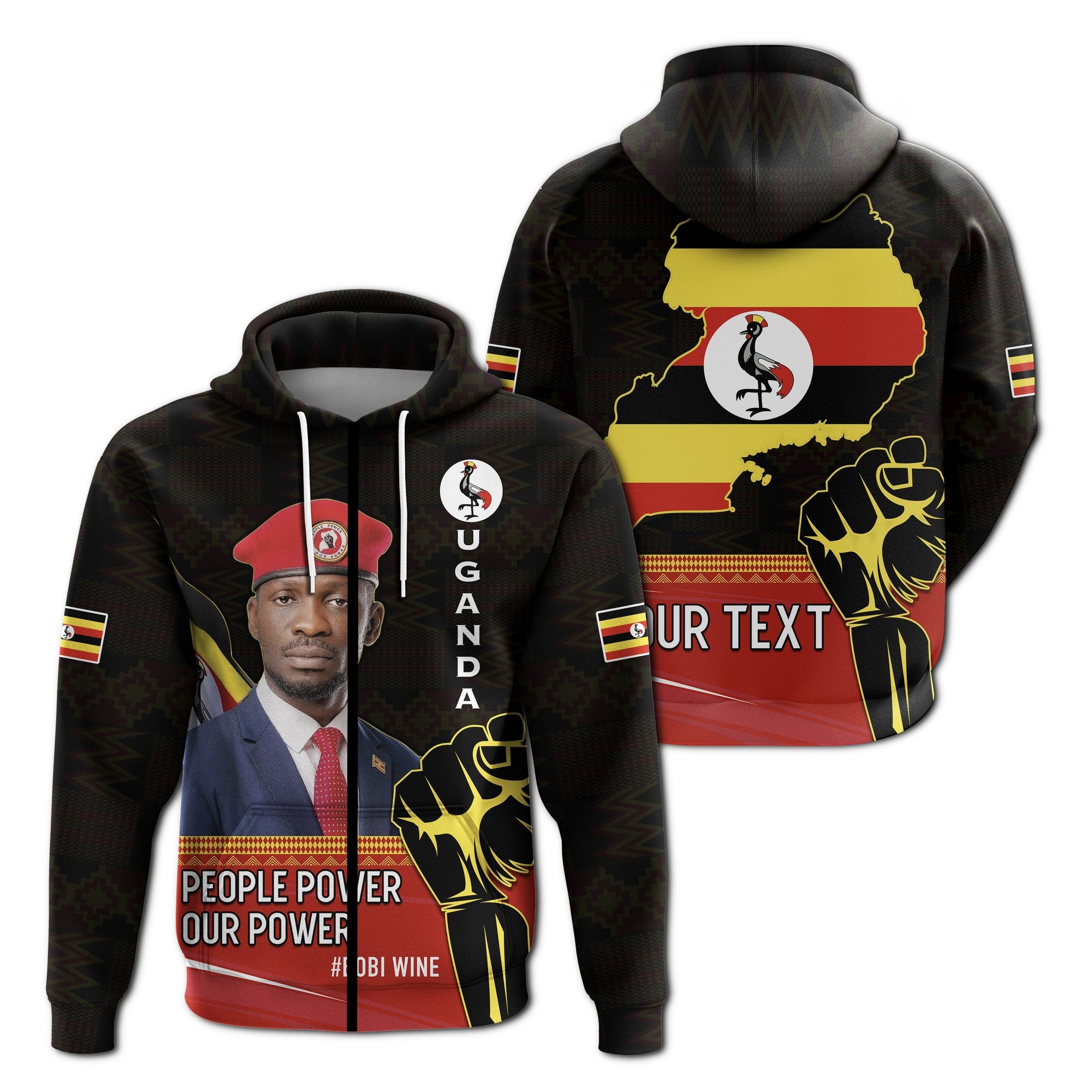 custom-personalised-uganda-zip-hoodie-bobi-wine-people-power-our-power