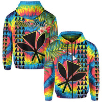 Custom Hawaii Rainbow Tie Dye Hoodie Flowers Polynesian Hawaiian Tribal LT13 - Wonder Print Shop
