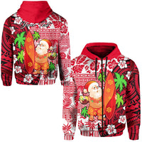 Custom Mele Kalikimaka Zip Hoodie Christmas Hawaii with Santa Claus LT13 - Wonder Print Shop