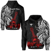 Custom Hawaii Polynesian Zip Hoodie Red Ukulele LT13 - Wonder Print Shop
