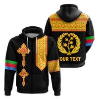 Custom Eritrea Tibeb Zip Hoodie Eritrean Cross Mix Flag Version Black LT13 - Wonder Print Shop