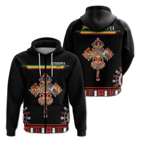 Ethiopia Zip Hoodie Ethiopian Cross LT13 - Wonder Print Shop