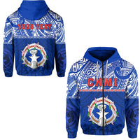 Custom Northern Mariana Islands Zip Hoodie Polynesian CNMI Coat of Arms LT13 - Wonder Print Shop