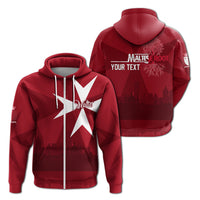 Custom Malta Valletta Skyline Zip Hoodie Maltese Cross - Wonder Print Shop