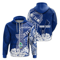 Custom Guam Tribal Latte Stone Zip Up Hoodie Mix Hibiscus - Wonder Print Shop