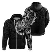 Polynesian Full Sleeve Tattoo Zip Up Hoodie Silver Vibes - Wonder Print Shop