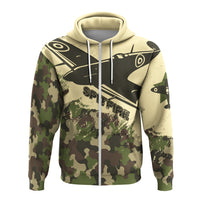 Submarine Spitfire Camouflage Zip Hoodie Reach For The Sky - Wonder Print Shop
