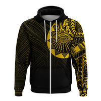 Polynesian Full Sleeve Tattoo Zip Up Hoodie Gold Vibes - Wonder Print Shop