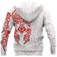 Viking Clothing Red and White Viking Tattoo Dragon Hoodie RLT12 - Wonder Print Shop