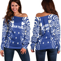 (Custom Personalised) Gambier Islands Tribal Tattoo Women Off Shoulder Sweater LT12 - Wonder Print Shop