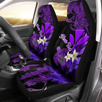 Custom Personalised Turtle With Plumeria Leaf Purple Car Seat Covers - LT12 - Wonder Print Shop