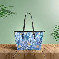 Hawaii Turtle Leather Tote Bag, Plumeria Leather Tote - Wonder Print Shop