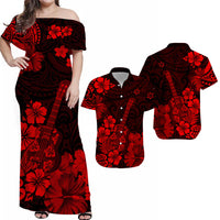 Hawaii Matching Hawaiian Shirt And Dress Polynesia Red Ukulele Flowers LT13 - Wonder Print Shop