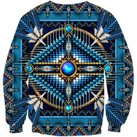 Mandala Blue Flower Native American Design 3D Sweatshirt LT10 - Wonder Print Shop
