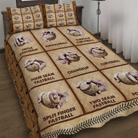 Baseball Pitching Grips Four Seam Fastball Quilt Bed Set - Wonder Print Shop
