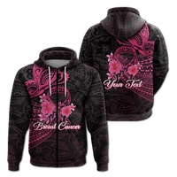 Custom Personalised Breast Cancer Pink Ribbon Butterfly Polynesian Black Version Hoodie LT12 - Wonder Print Shop