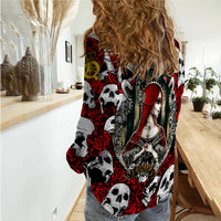 Skull Rose Queen - Death Cannot Divide Us Women Casual Shirt - LT2 - Wonder Print Shop