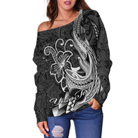 Custom Personalised Polynesian Shark Tattoo Hawaii Tribal Women Off Shoulder Sweater LT12 - Wonder Print Shop