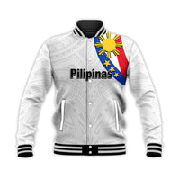 Custom Personalised Pilipinas Baseball Jacket Simple Style- White LT6 - Wonder Print Shop