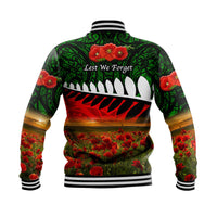 New Zealand Maori ANZAC Baseball Jacket Poppy Vibes Green LT8 - Wonder Print Shop