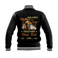 (Custom) Father Day Baseball Jacket Our First Father Day Simple Style - Black LT8 - Wonder Print Shop