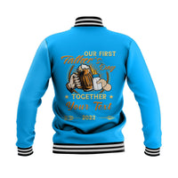 (Custom) Father Day Baseball Jacket Our First Father Day Simple Style - Blue LT8 - Wonder Print Shop