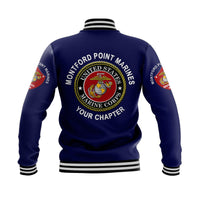 (Custom) Montford Point Marines Baseball Jacket Shirt African-American Marine Corps Original - Navy Blue LT8 - Wonder Print Shop
