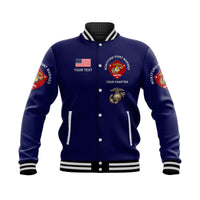 (Custom) Montford Point Marines Baseball Jacket Shirt African-American Marine Corps Simple - Navy Blue LT8 - Wonder Print Shop