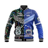 Samoa and New Zealand Baseball Jacket Together Paua Shell LT8 - Wonder Print Shop