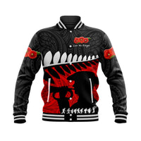 New Zealand Maori ANZAC Baseball Jacket Remembrance Soldier Black LT8 - Wonder Print Shop