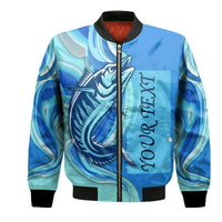 (Custom Personalised) Fathers Day Fishing Quotes Bomber Jacket - Ocean Wave Style LT9 - Wonder Print Shop