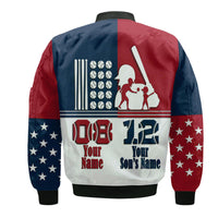 (Custom Personalised) Fathers Day - America Dad and Son Baseball Player Bomber Jacket - Mixed Blue and Red LT9 - Wonder Print Shop