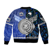 Samoa and New Zealand Bomber Jacket Together Blue LT8 - Wonder Print Shop