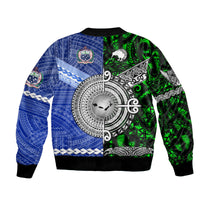 Samoa and New Zealand Bomber Jacket Together Green LT8 - Wonder Print Shop