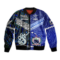 Samoa and New Zealand Bomber Jacket Together Blue LT8 - Wonder Print Shop