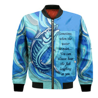 Fathers Day Fishing Quotes Bomber Jacket - Ocean Wave Style LT9 - Wonder Print Shop