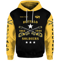 Custom Buffalo Soldiers Hoodie African American Military Simple Style Black Gold LT8 - Wonder Print Shop