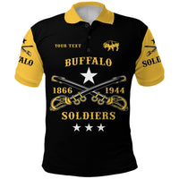 Custom Buffalo Soldiers Polo Shirt African American Military Simple Style Black Gold LT8 - Wonder Print Shop