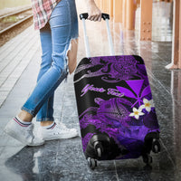Custom Personalised Hawaii Turtle With Plumeria Leaf Purple Luggage Covers LT12 - Wonder Print Shop