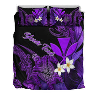 Custom Personalised Hawaii Turtle With Plumeria Leaf Purple Bedding Set LT12 - Wonder Print Shop